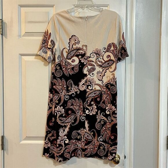 Chico's Women's Paisley Print Sheath Dress Size 14 Knee Length Casual - Picture 2 of 6